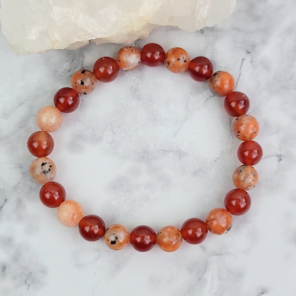 RESERVED for Jolena - Sunstone and Carnelian crystal bead bracelet jewelry - Picture 2 of 7